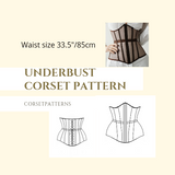 Underbust Corset Pattern PDF 23.5" - 33.5"  (60-85cm) waist size