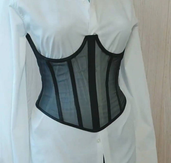 Black open bra corset