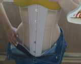 White underbust corset with busk