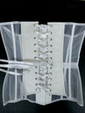 White underbust corset with busk